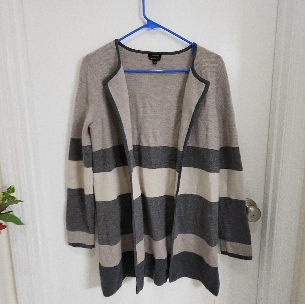 Talbots 100% Merino Wool  WomenGray Tan Open Front Cardigan neutral